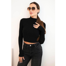 FiatalDivat Rövid pulóver blúz állógallérral ZS5135 modell fekete