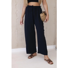 FiatalDivat Széles, derékban megkötős nadrág, 5878-as modell, sötétkék színben