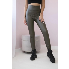 FiatalDivat Szigetelt leggings ökobőrből, TR1835 modell, khaki színű