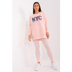 FiatalDivat Tréningruha NYC model 83032 púderrózsaszín felirattal