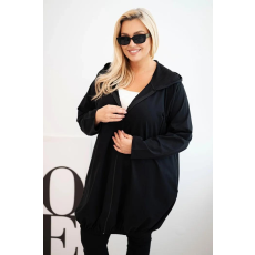 FiatalDivat Túlméretezett cipzáros kapucnis pulóver, 6366-os modell, fekete