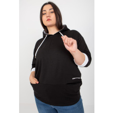 FiatalDivat Túlméretezett kapucnis pulóver zsebekkel, 24154-es modell, fekete női pulóver, kardigán