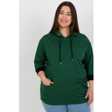 FiatalDivat Túlméretezett kapucnis pulóver zsebekkel, 24154-es modell, sötétzöld