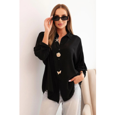 FiatalDivat Viszkóz ingblúz díszgombokkal, 61953-as modell, fekete blúz