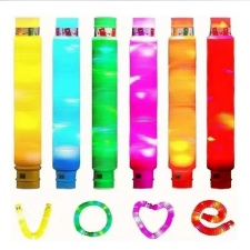  Fidget Pop Csövek LED világítós Szenzoros Játék, többszínű, 6 db-os kreatív és készségfejlesztő
