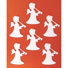Filcfigura - Angyal álló trombitás (6 db/cs, átm. kb.: 6cm) dekorációs kellék