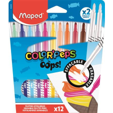  Filctoll készlet, 3,6 mm, törölhető, MAPED &quot;Color&#039;Peps Oops!&quot;, 10+2 különböző szín filctoll, marker