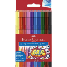 Filctoll készlet, háromszögletű, FABER-CASTELL "Grip", 10 különböző szín filctoll, marker