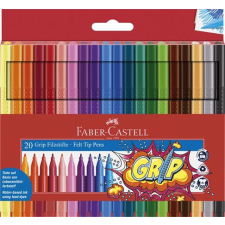  Filctoll készlet, háromszögletű, FABER-CASTELL &quot;Grip&quot;, 20 különböző szín filctoll, marker