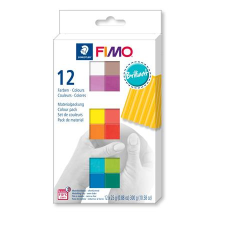 FIMO Gyurma, készlet, 12x25 g, égethető, fimo &quot;soft brillant&quot;, 12 különböző szín 8023 c12-2 süthető gyurma