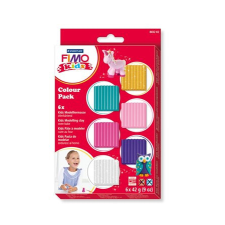  FIMO Gyurma készlet, 6x42 g, égethető, lányoknak, FIMO &quot;Kids Color Pack&quot;, 6 különböző szín süthető gyurma