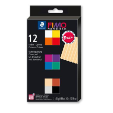 FIMO Gyurma, készlet, égethető, 12x25 g, fimo &quot;professional basic&quot;, 12 különböző szín süthető gyurma