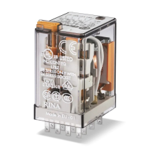  Finder 55.34.8.230.0050 Miniatűr ipari relé 4 váltóérintkező (CO) AgNi, 230V AC (50/60 Hz) vezerlőfeszültség, 7A folytonos áram, foglalatba dugaszolható - zárható teszt nyomógomb + LED (AC) villanyszerelés