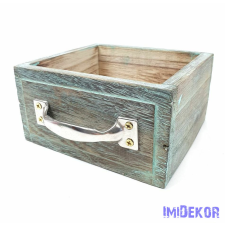  Fiók fa láda kisebb - Menta dekorációs kellék