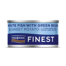  FISH4DOGS Kutyakonzerv Finest fehér hallel, édesburgonyával és zöldbabbal 85 g kutyaeledel