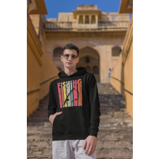  Fishing color unisex kapucnis fekete pulóver egyedi ajándék