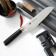 Fissman -Kensei Kojiro Santoku kés, AUS-8 acél, 18 cm, ezüst/fekete színben kés és bárd