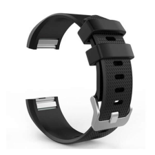 Fitbit Pótszíj (egyedi méret, szilikon, állítható) FEKETE Fitbit Charge 2 okosóra kellék