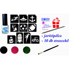 FIÚS mini csillámtetoválás készlet (15 db-os - 10 sablon / 3 csillámpor) csillámtetoválás