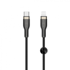 Fixed Braided Cable USB-C/Lightning, 2m, black kábel és adapter