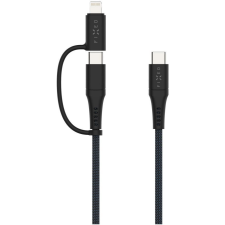 Fixed Cable USB-C to USB-C + Lightning - PD, 2m, MFi, 60W, szürke kábel és adapter