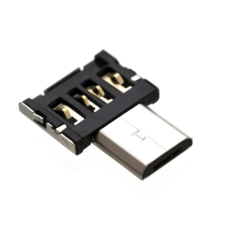 Fixed miniatűr micro USB adapter OTG (On-The-Go) funkcióval, tok, USB 2.0, fekete kábel és adapter