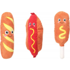Flamingo Flamingo játék - Fofa fastfood baguette, hot dog, csirkecomb 1 db játék kutyáknak