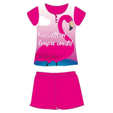  Flamingó nyári rövid ujjú gyerek pizsama - pamut jersey pizsama - pink - 110 gyerek hálóing, pizsama