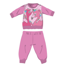  Flamingó téli pamut baba pizsama - interlock pizsama - rózsaszín - 80