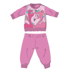 Flamingó téli pamut baba pizsama - interlock pizsama - rózsaszín - 80 gyerek hálóing, pizsama