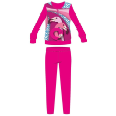  Flamingó téli pamut gyerek pizsama - interlock pizsama - virág mintával - pink - 110