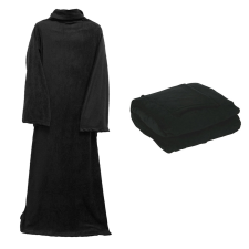 Fleece takaró ujjakkal fekete lakástextília