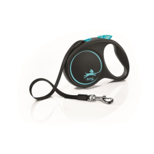 Flexi Black Design szalagos automata póráz M 5m 25kg-ig kék nyakörv, póráz, hám kutyáknak