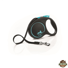 Flexi Black Design szalagos automata póráz M 5m 25kg-ig kék nyakörv, póráz, hám kutyáknak