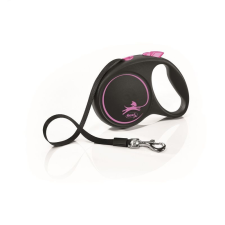  Flexi Black Design szalagos automata póráz M 5m 25kg-ig pink nyakörv, póráz, hám kutyáknak