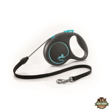 Flexi Black Design zsinóros automata póráz M 5m 20kg-ig kék nyakörv, póráz, hám kutyáknak
