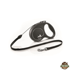 Flexi Black Design zsinóros automata póráz S 5m 12kg-ig ezüst nyakörv, póráz, hám kutyáknak