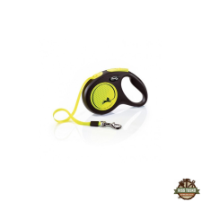 Flexi neon szalagos automata póráz M 5m 20kg-ig sárga nyakörv, póráz, hám kutyáknak