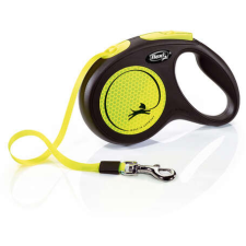 Flexi Neon szalagpóráz - M, 25 kg-ig, 5 m, sárga-fekete nyakörv, póráz, hám kutyáknak