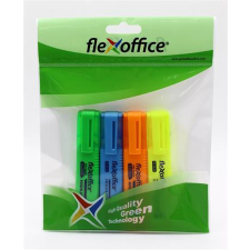 FLEXOFFICE Szövegkiemelő készlet, 1-4 mm, FLEXOFFICE &quot;HL05&quot;, 4 különböző szín filctoll, marker