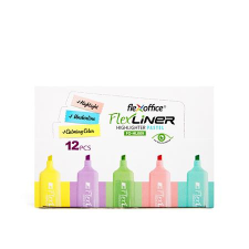 FLEXOFFICE Szövegkiemelő készlet, 1-5 mm, FLEXOFFICE  Flexliner , vegyes pasztell színek filctoll, marker
