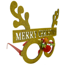 Flippy Karácsonyi Ünnepi Szemüveg, kerek, sárgák, műanyag és poliészter party kellék