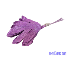  Flitteres-glitteres levél 6db/köteg 24cm - Lila dekorációs kellék
