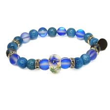 Floral Blue Mystery – Aventurin és osztrák kristály ásvány karkötő dobozban karkötő