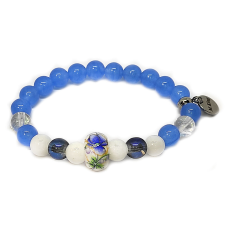  Floral Mystery – Jáde, aura kvarc és hegyikristály ásvány karkötő dobozban karkötő