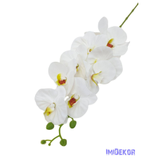  Fodros szirmú orchidea ág 9v 90cm - Fehér dekorációs kellék