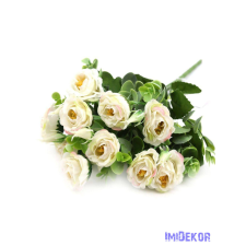  Fodros szirmú rózsa csokor 10 fejes 31cm - Cirmos dekorációs kellék