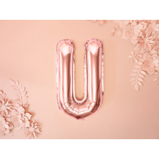 Fólia léggömb betű ''U'', 35cm, rozéarany party kellék
