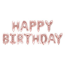 Fólia léggömb születésnapi dekoráció Happy Birthday, rózsaszín arany 340cm x 35cm party kellék