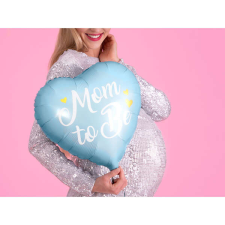 Fólia lufi, 35cm, szív alakú, kék, Mom to Be party kellék